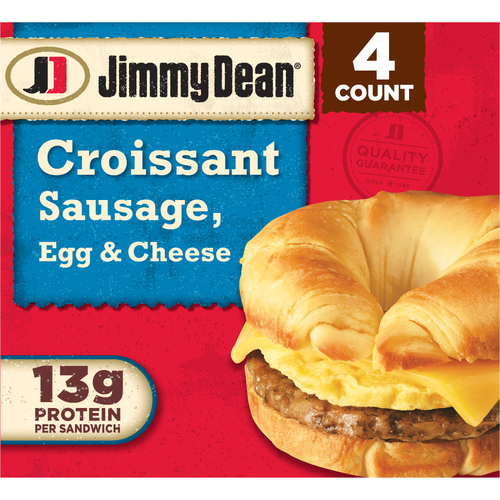 Jimmy Dean Croissant Breakfast Sandwiches With Sausage, Egg, And Cheese, Frozen - 18 Ounce Image 1 of 4