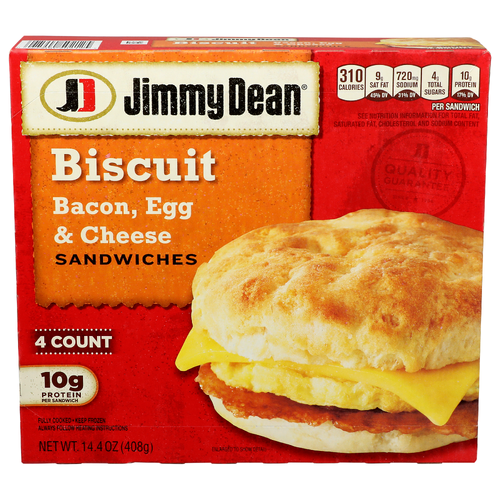 Jimmy Dean Bacon, Egg & Cheese Sandwiches Biscuit - 3.6 Ounce - 4 Count