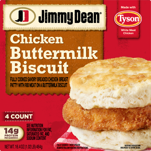 JIMMY DEAN Buttermilk Chicken Biscuit Breakfast Sandwiches, Box - 16.4 Ounce