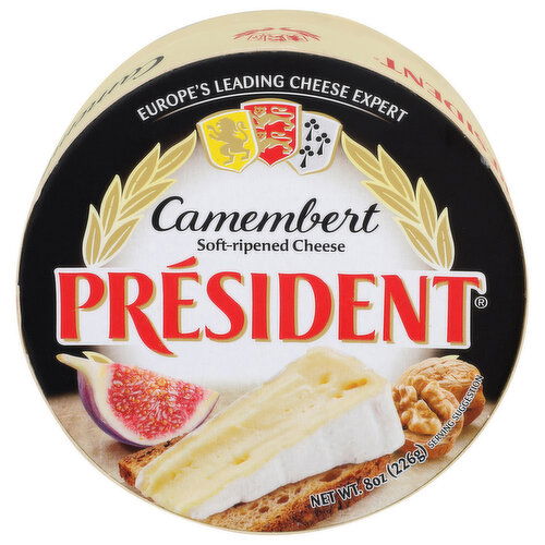 PRESIDENT Cheese Soft Ripened Camembert - 8 Ounce