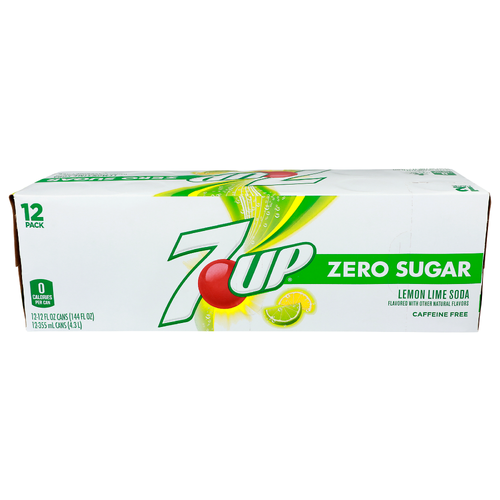 7 Up Lemon Lime Zero Sugar - 12 Fluid Ounce - 12 Count