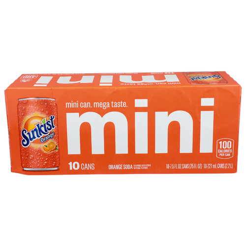 Sunkist Orange Mini Soda - 7.5 Fluid Ounce - 10 Count