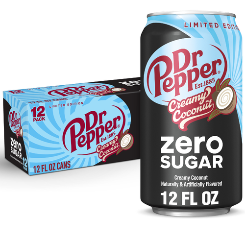 Dr Pepper Zero Sugar Creamy Coconut Soda - 12 Fluid Ounce