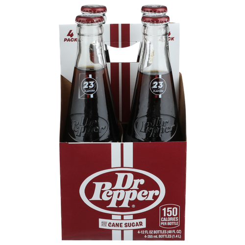 Dr Pepper Cane Sugar Soda Soft Drink - 12 Fluid Ounce - 4 Count Image 1 of 4