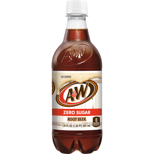 A&W Zero Sugar Root Beer Soda - 20 Fluid Ounce