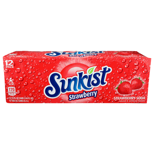 Sunkist Strawberry Soda - 12 Fluid Ounce - 12 Count