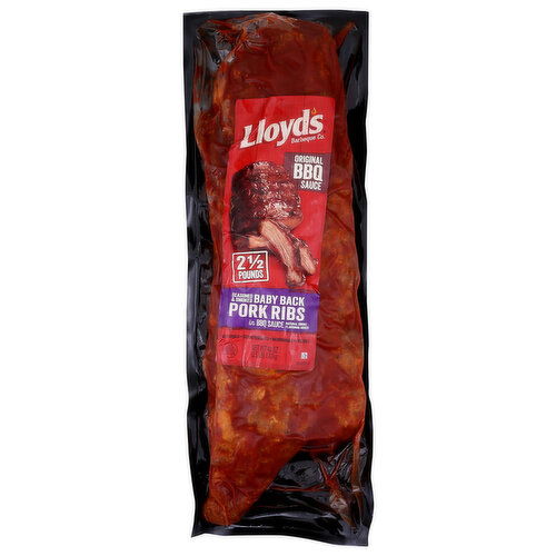 BROOKSHIRE'S Lloyd's Pork Ribs, Baby Back, Original BBQ Sauce - 40 Ounce