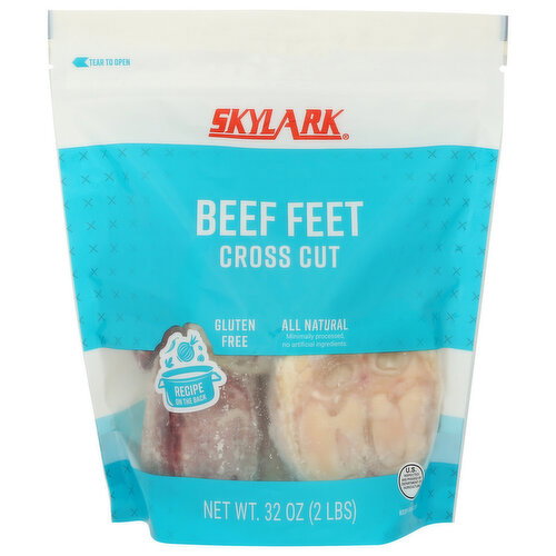 Skylark Frozen Raw Beef Feet Cross Cut - 32 Ounce