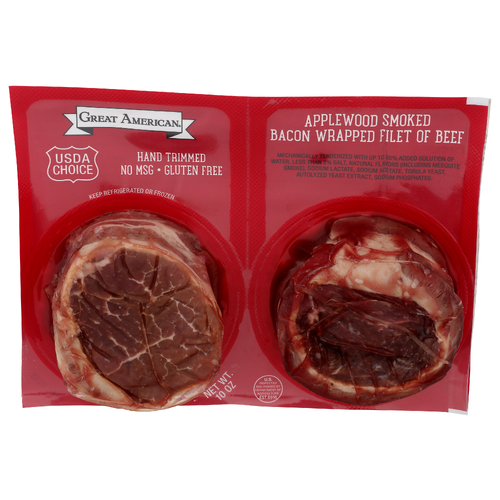 Great American Hand Trimmed Bacon Wrapped Filet Of Beef - 5 Ounce
