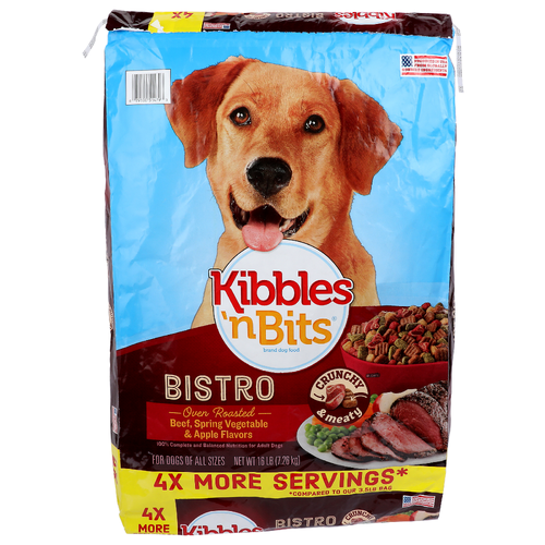 Kibbles 'N Bits Oven Roasted Beef, Spring Vegetable & Apple Flavors Bistro 'n Dog Food - 16 Pound