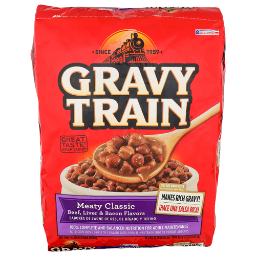 Gravy Train Meaty Classic Beef, Liver & Bacon Flavors Dog Food - 14 Pound
