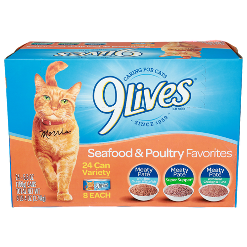 9Lives Real Ocean Whitefish, Super Supper, Chicken & Tuna Sea Food & Poultry Favorites Cat - 5.5 Ounce - 24 Count