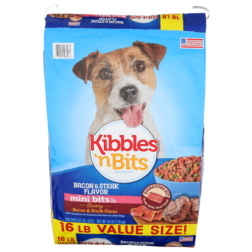 Kibbles 'N Bits Bacon & Steak Flavor 'n For Dogs Of All Sizes - 16 Pound