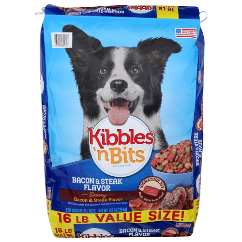 Kibbles 'N Bits Savory Bacon & Steak Flavor 'n Dog Food - 16 Pound