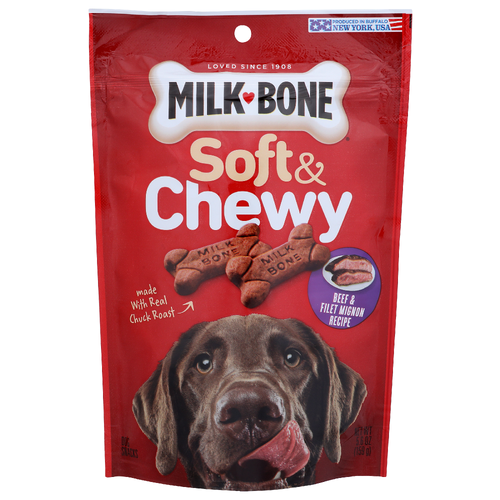 Milk-Bone Soft & Chewy Beef & Filet Mignon Recipe Dog Snacks - 5.6 Ounce