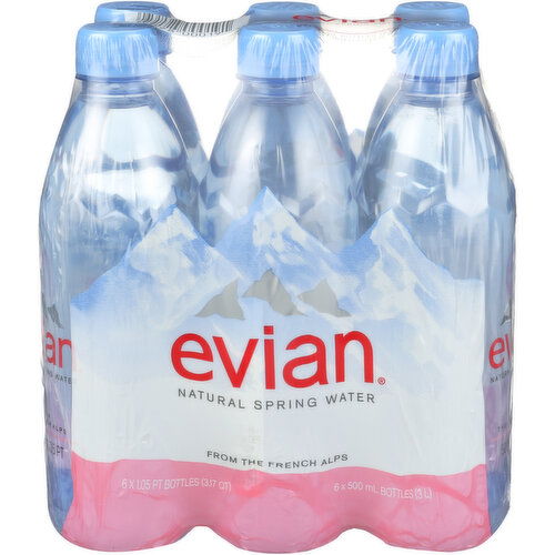 Evian Natural Spring Water - 500 ml - 6 Count
