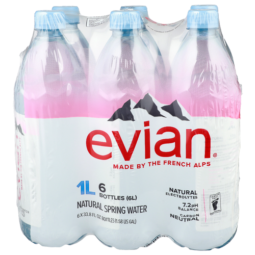 Evian Natural Spring Water - 33.8 Fluid Ounce - 6 Count