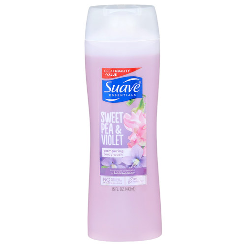 Suave Essentials Sweet Pea & Violet Pampering Body Wash - 15 Fluid Ounce