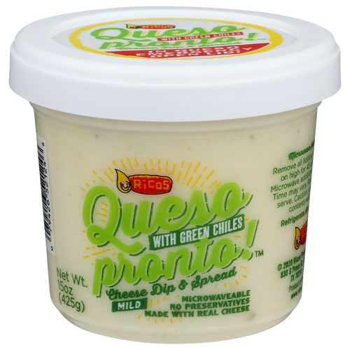Ricos Queso Pronto! With Green Chiles Mild Cheese Dip & Spread - 15 Ounce
