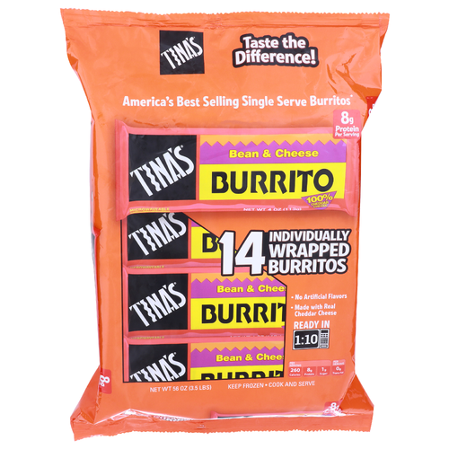 Tina's Bean & Cheese Burrito - 4 Ounce - 14 Count