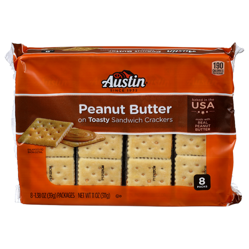 Austin Peanut Butter Toasty Sandwich Crackers - 1.375 Ounce - 8 Count
