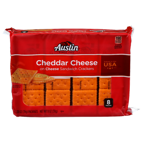 Austin Cheddar Cheese On Sandwich Crackers - 1.375 Ounce - 8 Count