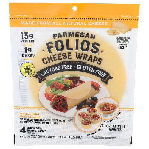 Folios Parmesan Lightly Baked Sheets Of Cheese - 1.5 Ounce - 4 Count