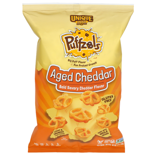Unique Snacks Aged Cheddar Puffzels - 4.8 Ounce