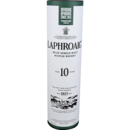 Laphroaig 10yr Islay Single Malt Scotch Whisky Aged 10 Years - 750 ml