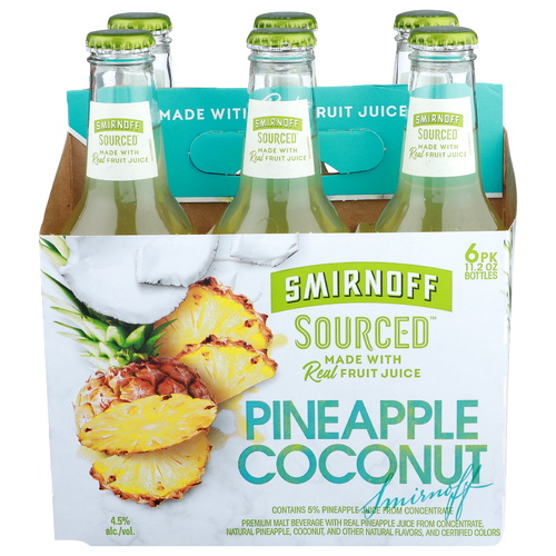 Smirnoff Sourced Pineapple Coconut Premium Malt Beverage - 11.2 Ounce - 6 Count
