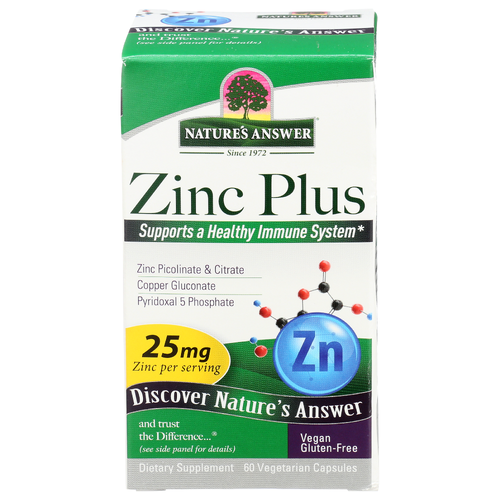 NATURE'S ANSWER Caps Zinc Plus - 60 Count
