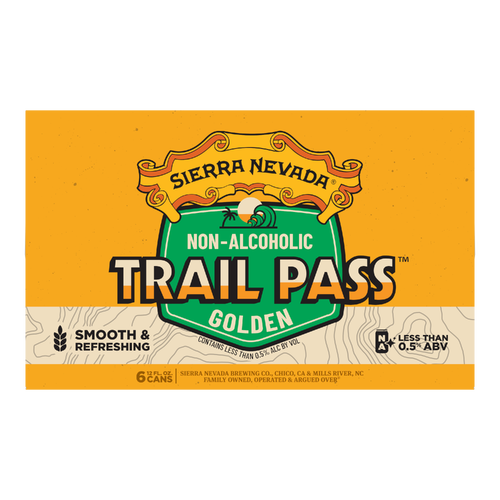 Trail Pass Non-Alcoholic Golden Craft Beer 6 Pack Cans - 12 Fluid Ounce - 6 Count