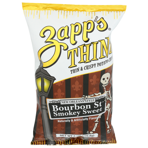 Zapp's Thinz Bourbon St Smokey Sweet New Orleans Style Thin & Crispy Potato Chips - 8 Ounce
