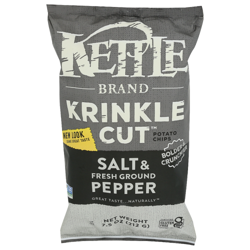 Kettle Krinkle Cut Salt & Pepper Cooked Potato Chips - 7.5 Ounce