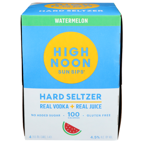 High Noon Sun Sips Hard Seltzer Watermelon - 12 Fluid Ounce - 4 Count