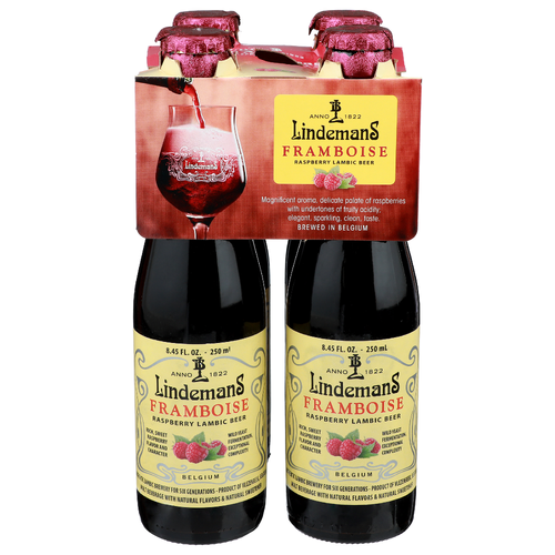 Lindeman's Raspberry Lambic Beer - 8.45 Fluid Ounce - 4 Count
