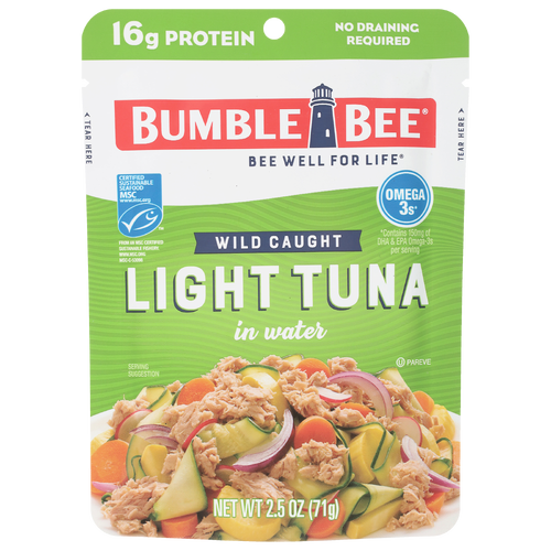 Bumble Bee In Water Wild Caught Light Tuna Water, Pouch - 2.5 Ounce