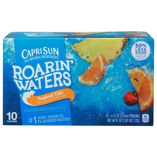 Caprisun Tropical Tide Roarin' Water - 6 Fluid Ounce - 10 Count