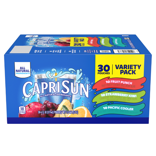 Capri Sun Juice Drink Blend, Fruit Punch/Strawberry Kiwi/Pacific Cooler, Variety Pack - 30 Each