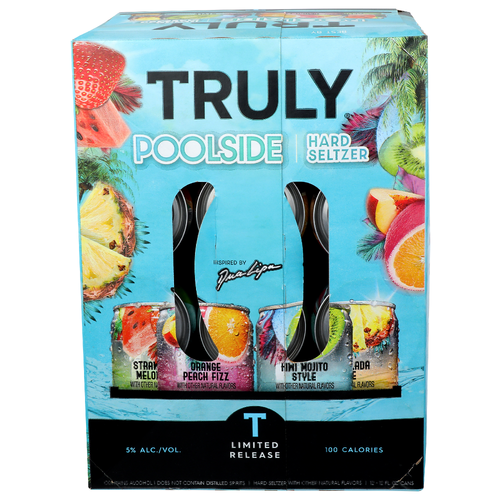 Truly Strawberry Melon Fizz, Orange Peach Kiwi Mojito Style & Piña Colada Poolside Hard Seltzer Fizz, & Piña - 12 Fluid Ounce