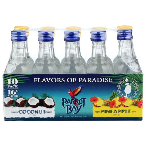 Parrot Bay Coconut Pineapple Malt Beverage With Natural Flavors - 1.7 Fluid Ounce - 10 Count