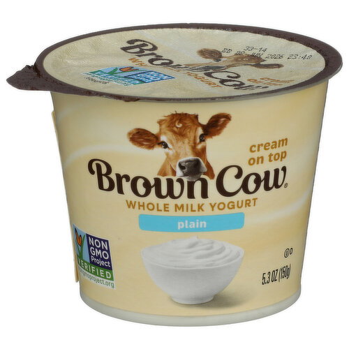 Brown Cow Plain Yogurt Non-Gmo Whole Milk Single Serve - 5.3 Ounce Image 1 of 5