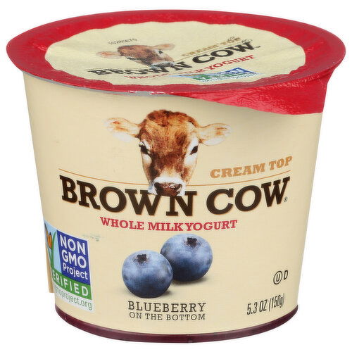 Brown Cow Non-Gmo Whole Milk Yogurt Single Serve Blueberry - 5.3 Ounce