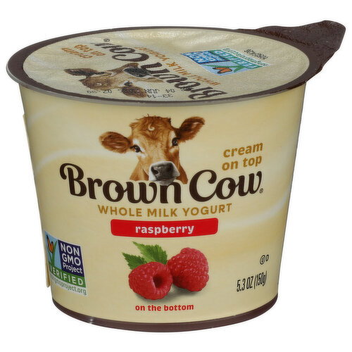 Brown Cow Raspberry Yogurt Non-Gmo Whole Milk Single Serve - 5.3 Ounce Image 1 of 4