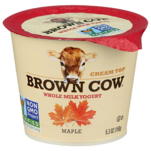 Brown Cow Non-Gmo Whole Milk Yogurt Single Serve Maple - 5.3 Ounce