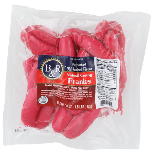 B&R Natural Casing Franks - 24 Ounce Image 1 of 4