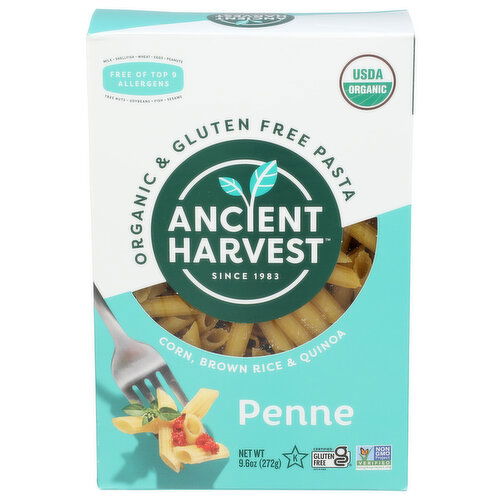 ANCIENT HARVEST Corn, Brown Rice & Quinoa Pasta ’s Organic & Gluten Free Penne - 9.6 Ounce