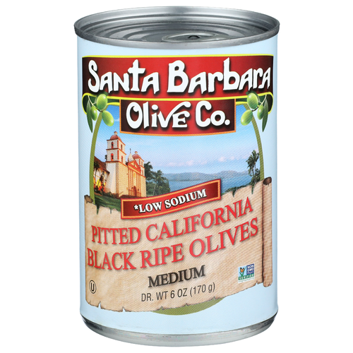 Santa Barbara Olive Co. Medium Pitted California Black Ripe Olives - 6 Ounce