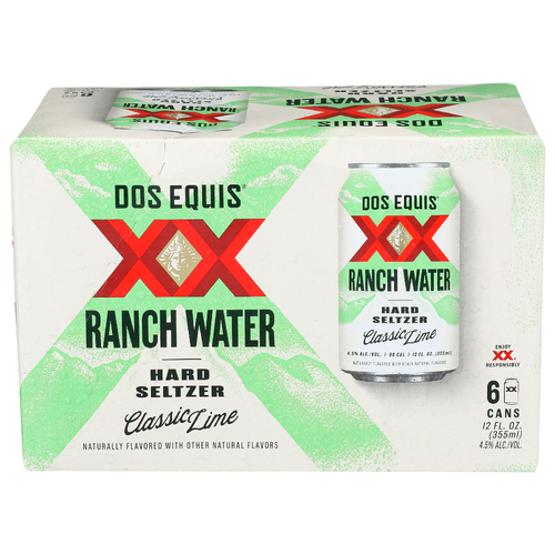 Dos Equis Classic Lime Ranch Water Hard Seltzer XX Beer - 6 Count Image 1 of 2