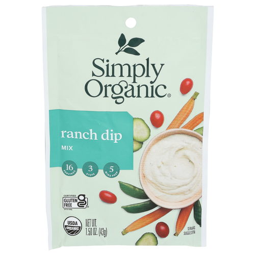 Simply Organic Ranch Dip Mix - 0.094 Ounce - 16 Count